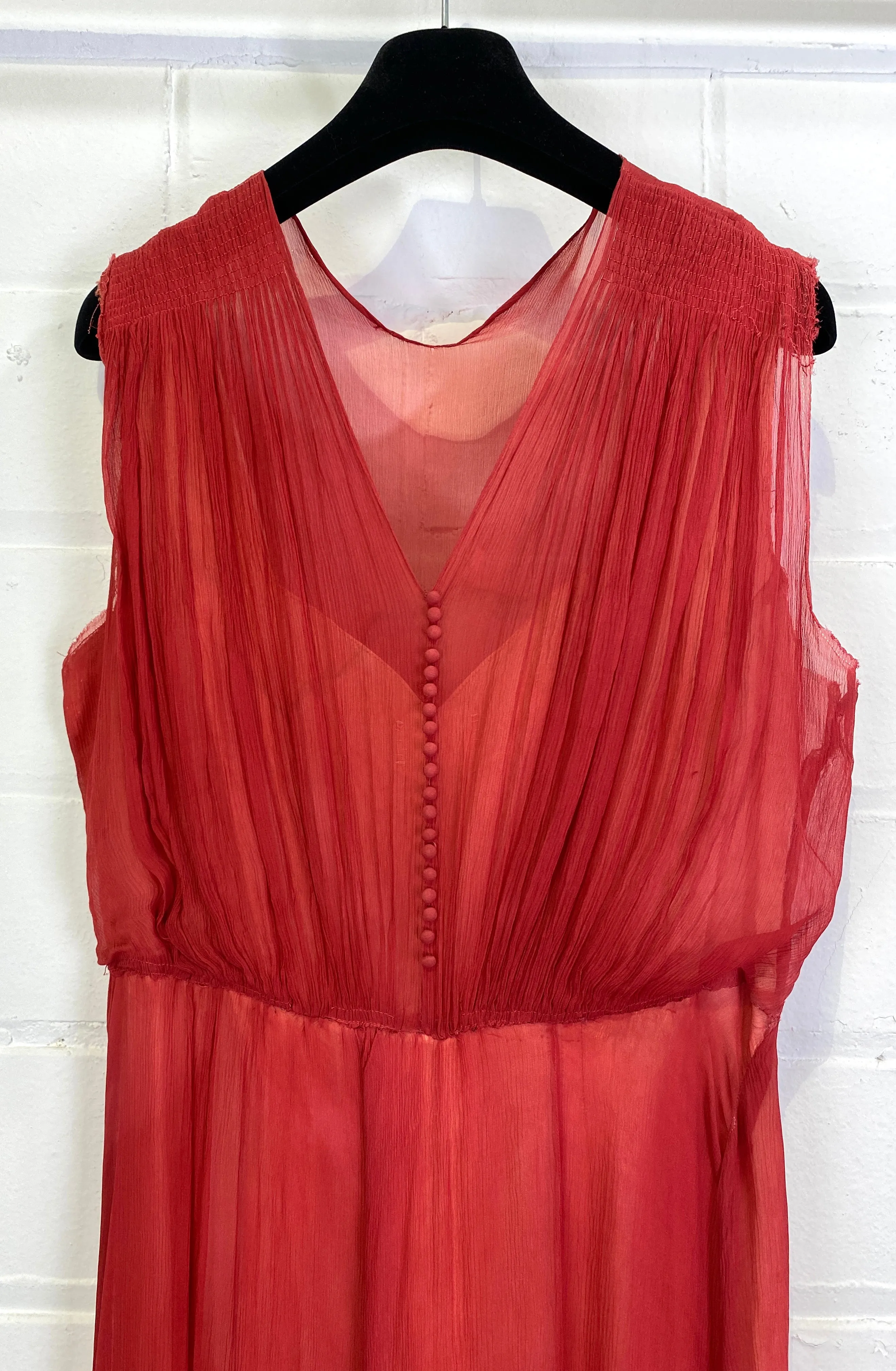 Vintage 1930s Pink Chiffon Evening Gown, Medium