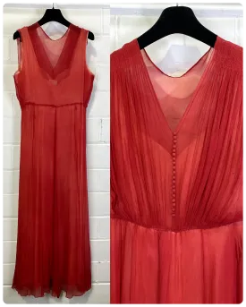 Vintage 1930s Pink Chiffon Evening Gown, Medium