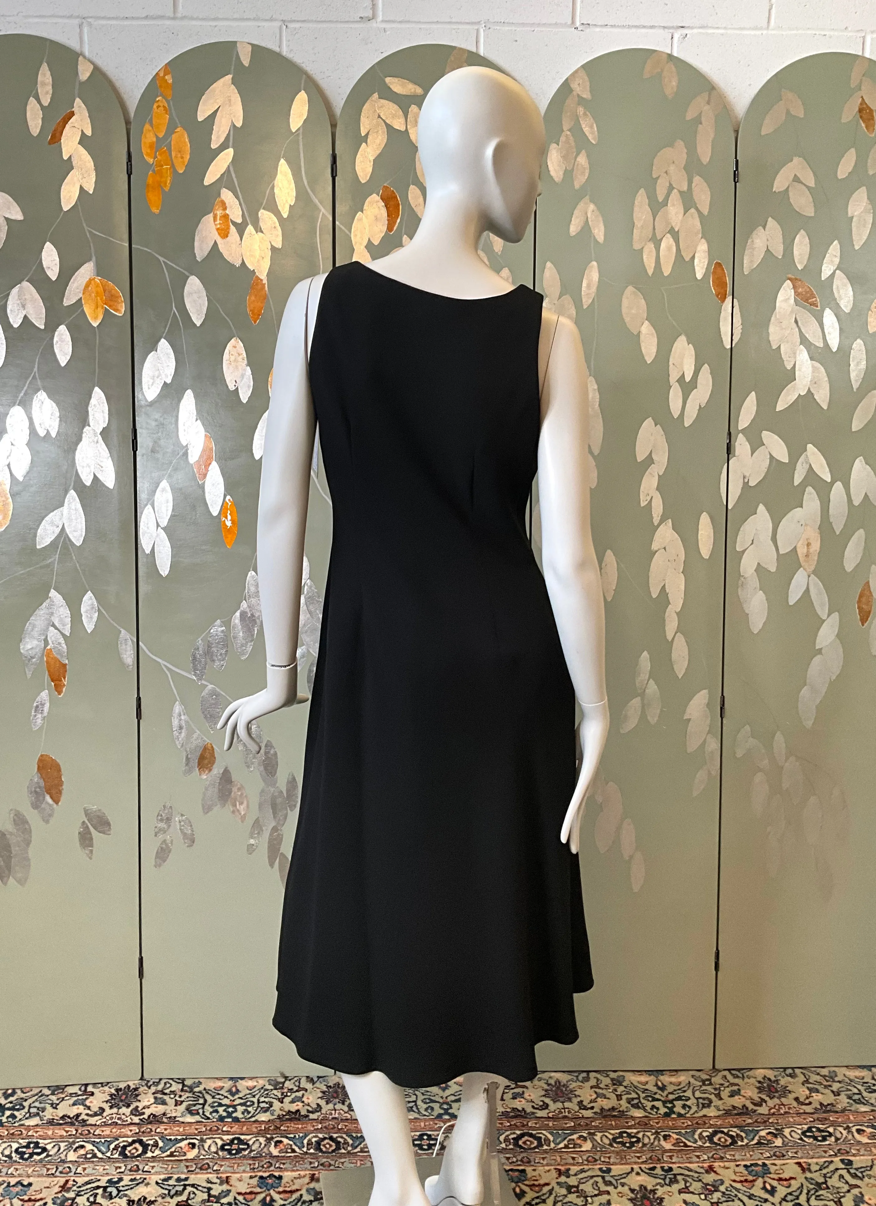 Vintage 1990s Black & Pink Floral Embroidery Dress, B40"