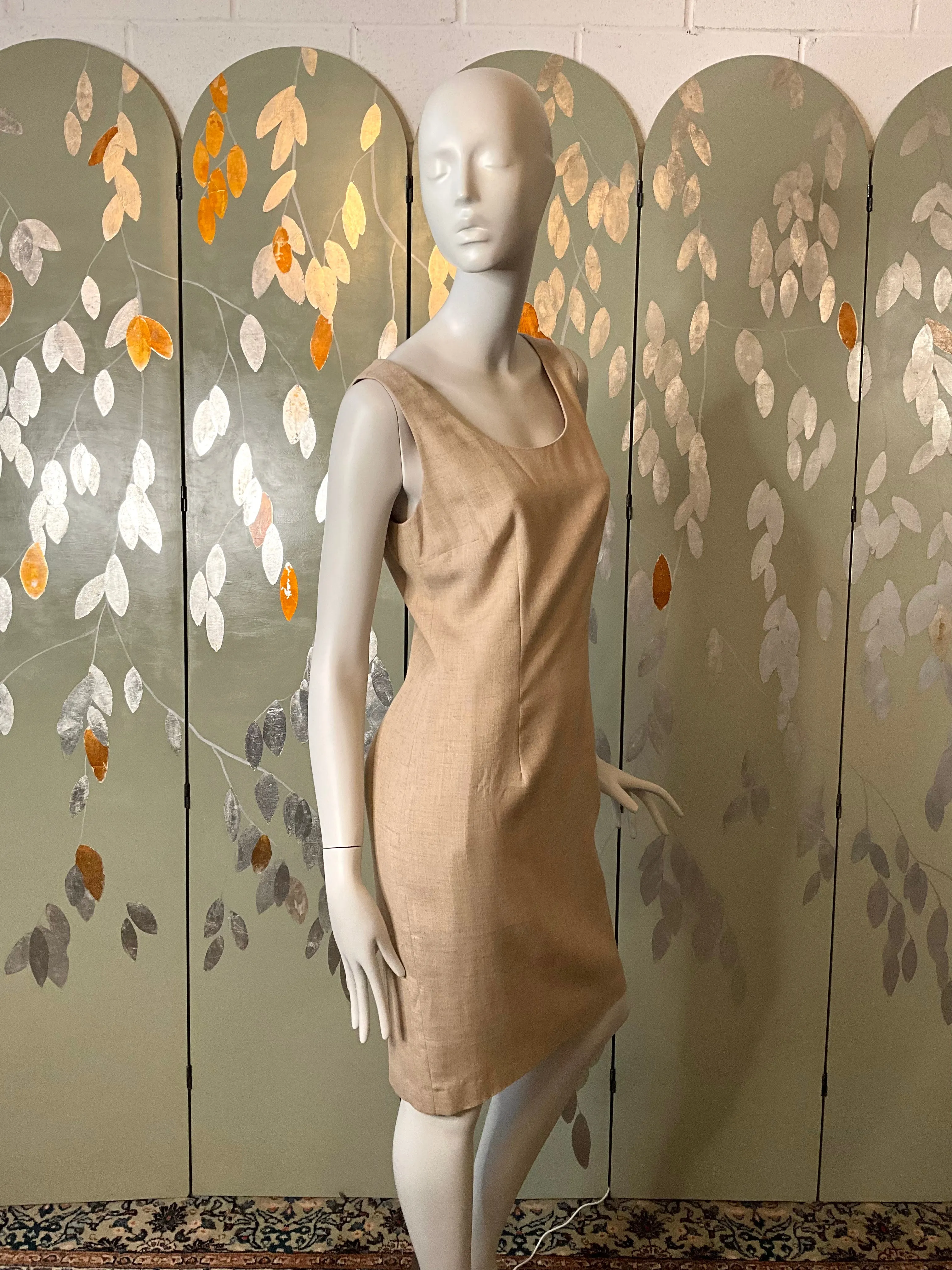 Vintage 1990s Deadstock Minimalist Oatmeal Dress, Medium