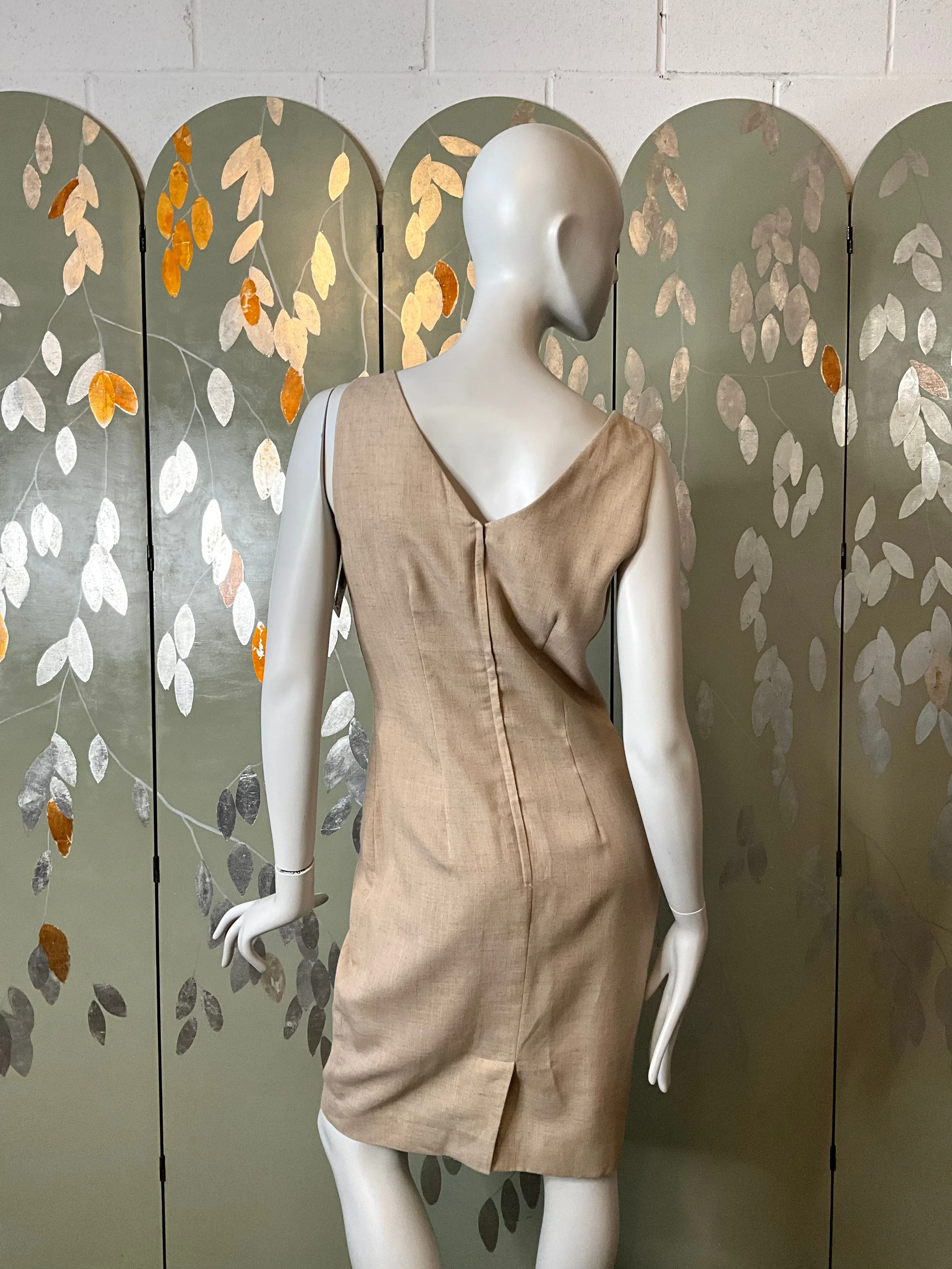 Vintage 1990s Deadstock Minimalist Oatmeal Dress, Medium