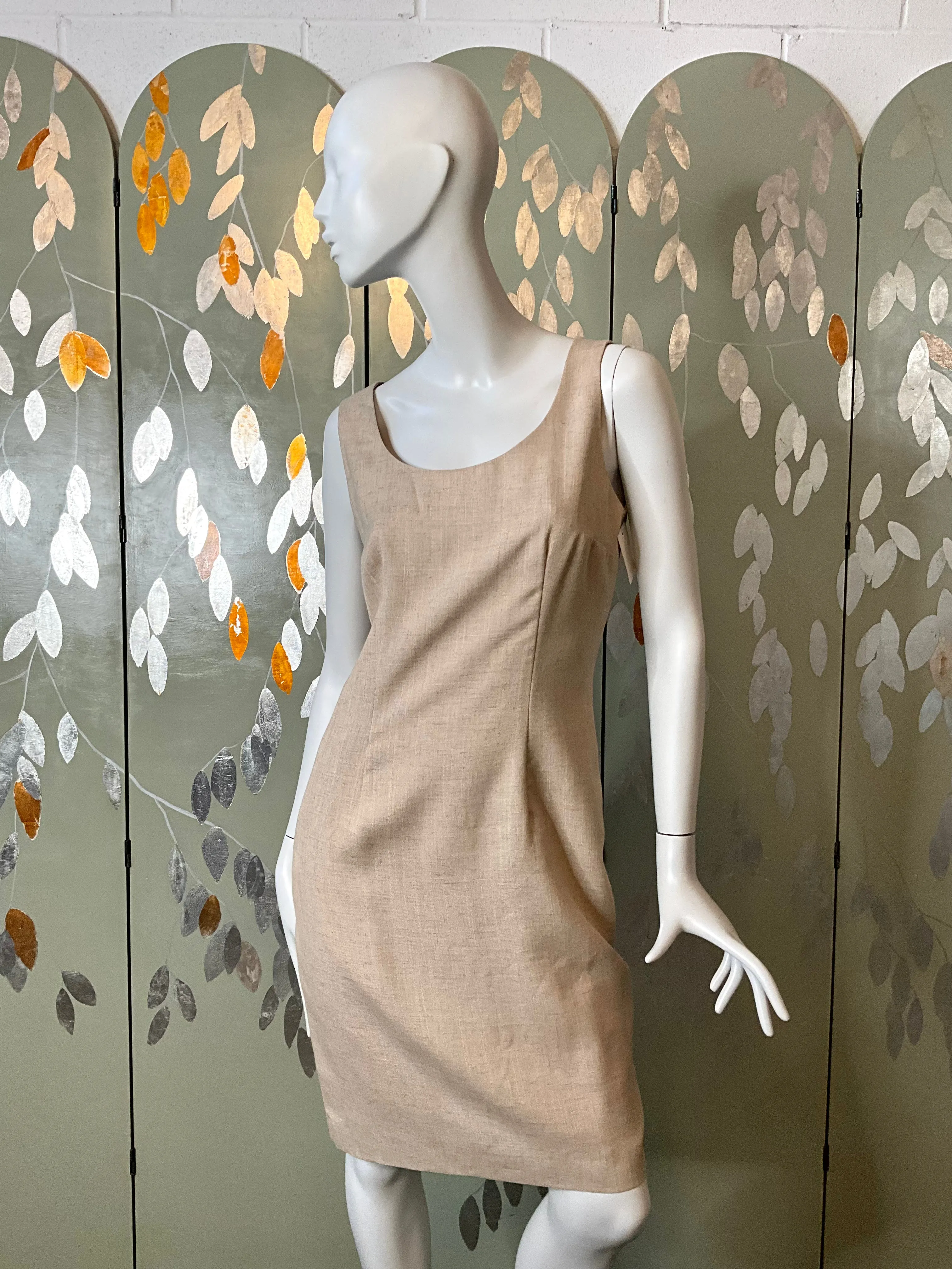 Vintage 1990s Deadstock Minimalist Oatmeal Dress, Medium