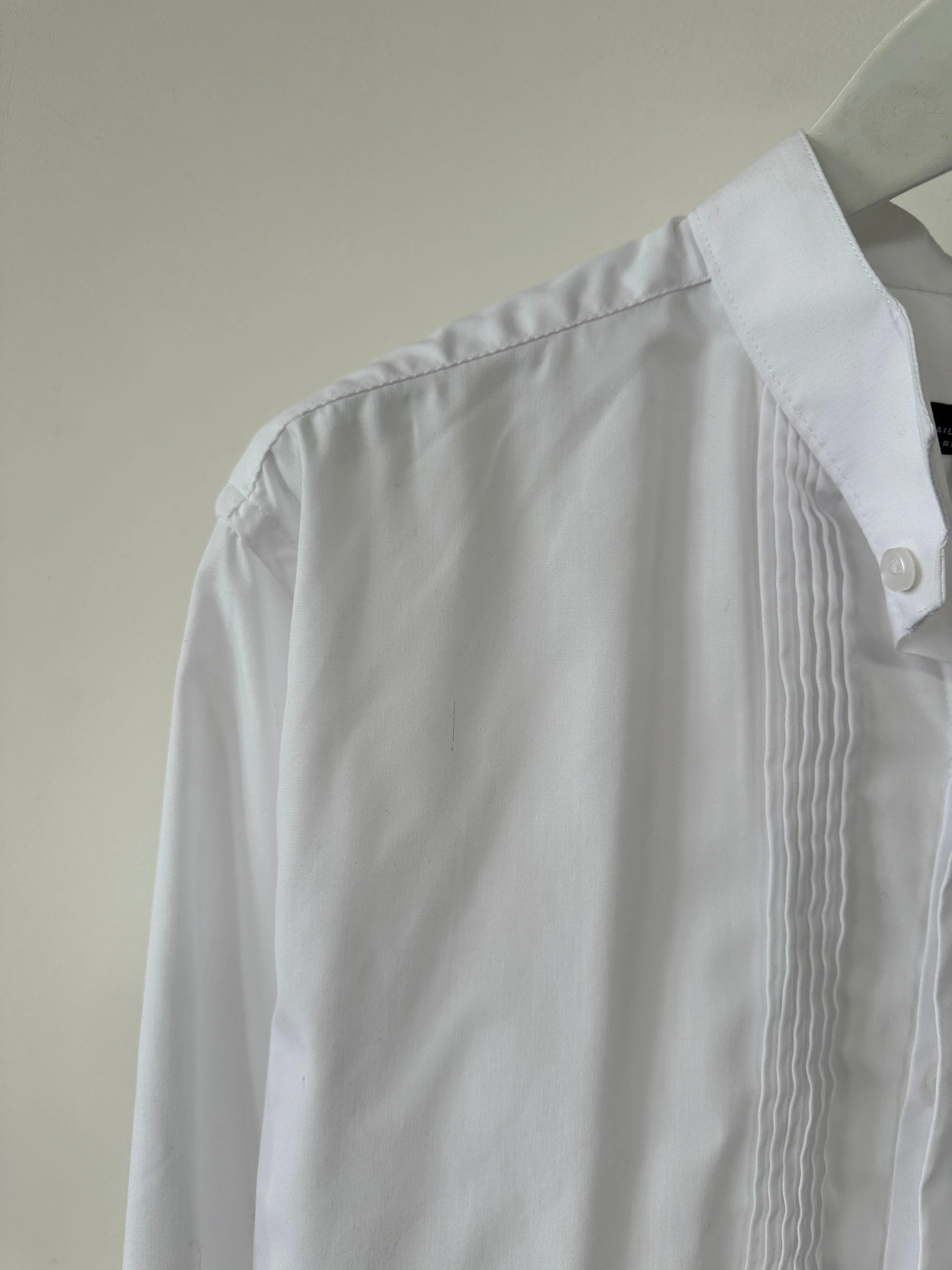 Vintage Cotton Pleated Wing Collar Dress Shirt - XL/XXL
