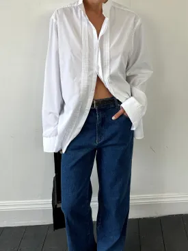 Vintage Cotton Pleated Wing Collar Dress Shirt - XL/XXL