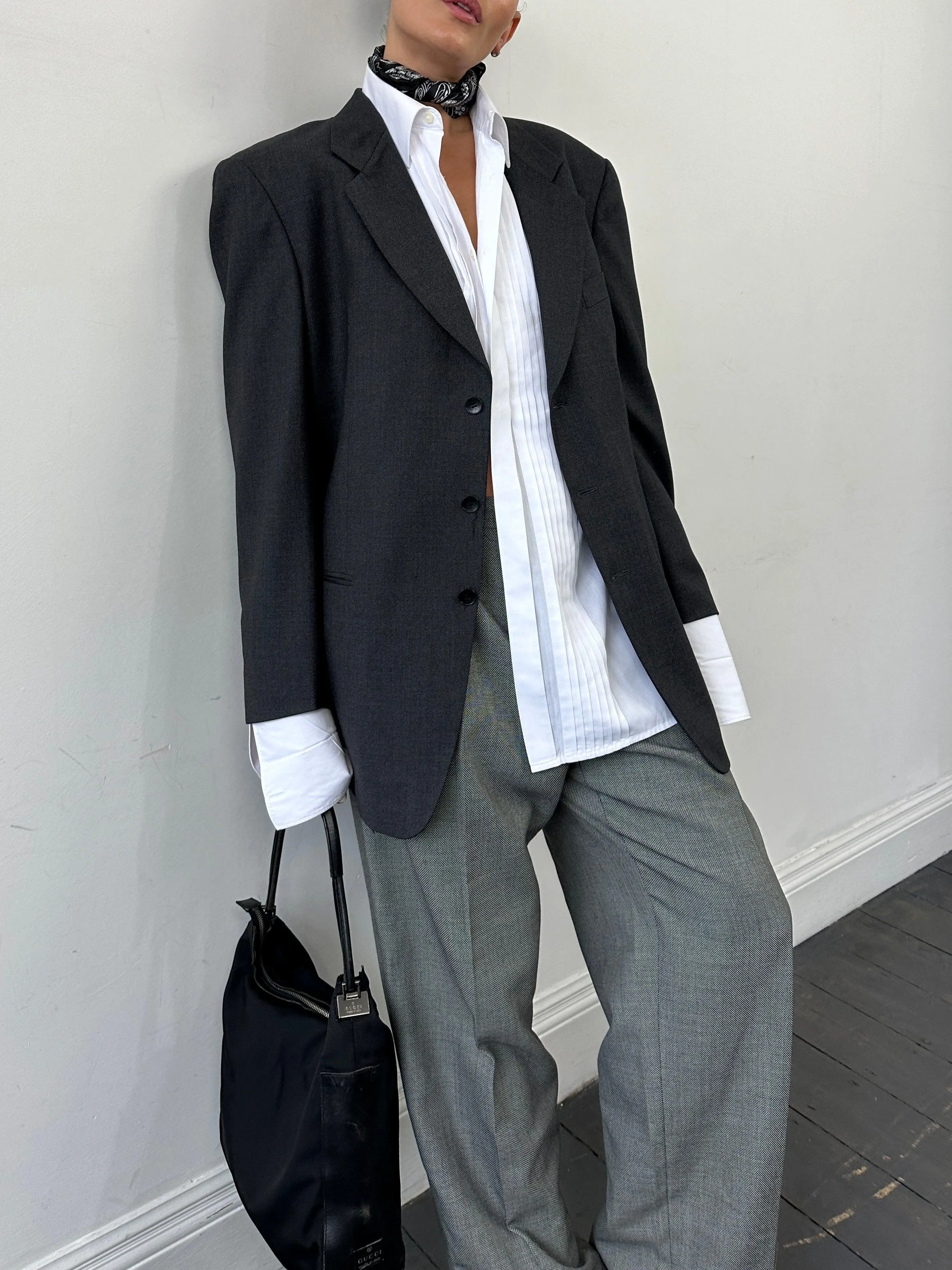 Vintage Pleated Tuxedo Dress Shirt - XL/XXL