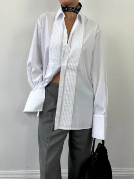 Vintage Pleated Tuxedo Dress Shirt - XL/XXL