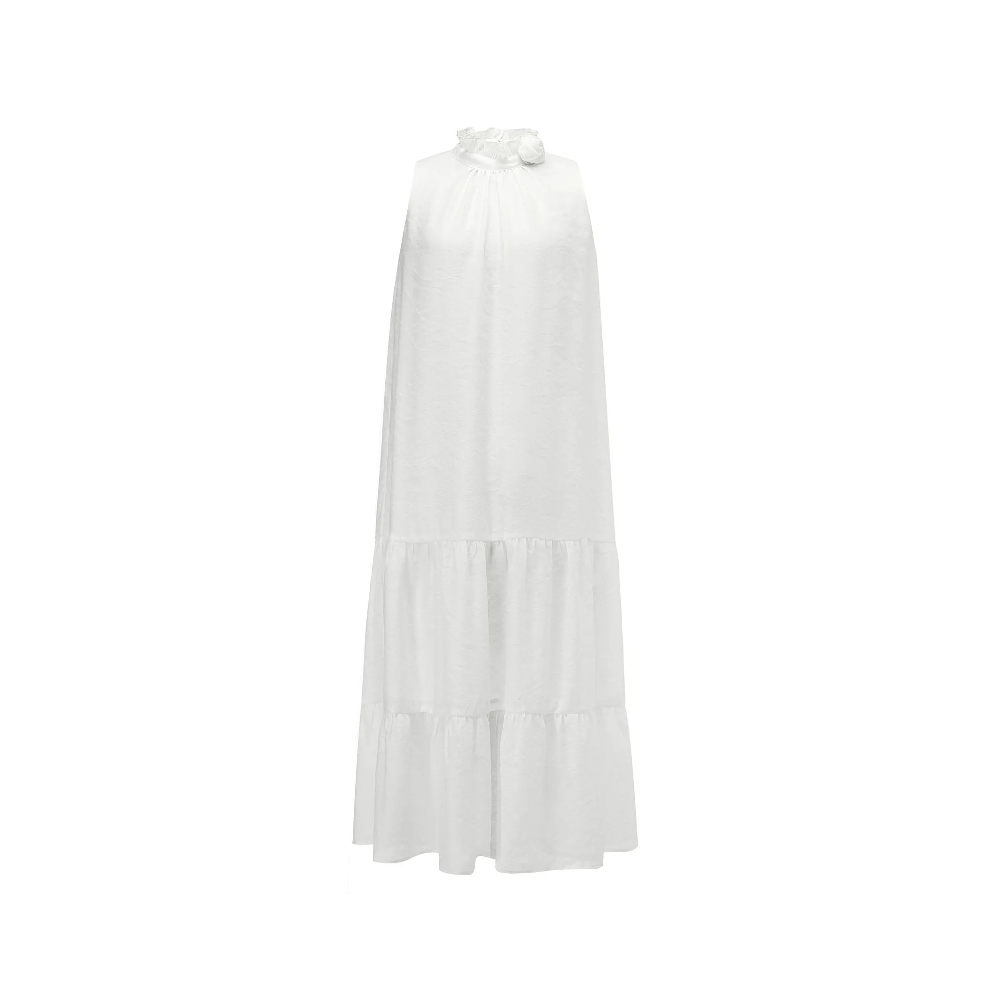 White Crushed Floral Sleeveless Wood Earring Dress