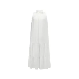 White Crushed Floral Sleeveless Wood Earring Dress