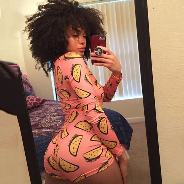 Women Long Sleeve Short Sleepwear Onesie