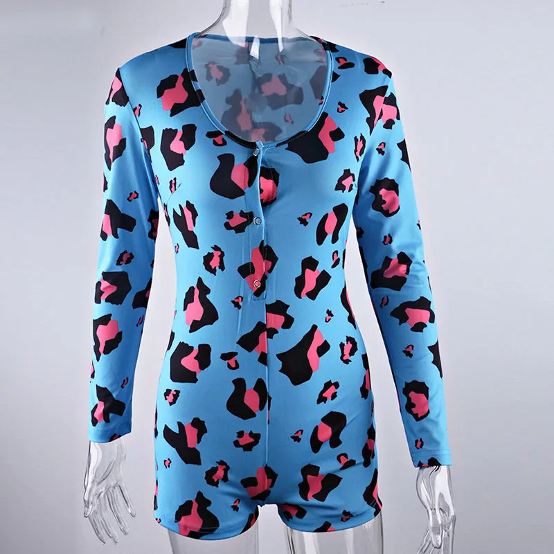 Women Long Sleeve Short Sleepwear Onesie