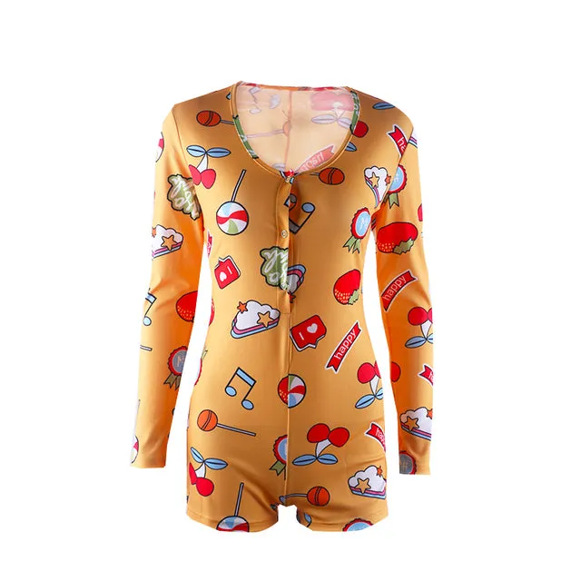 Women Long Sleeve Short Sleepwear Onesie