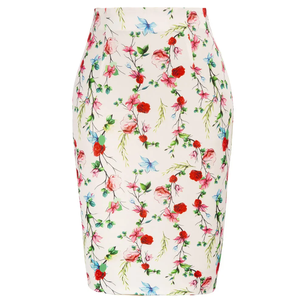 Women’s Fashion Pattern Hips-wrapped Bodycon Pencil Floral Skirt